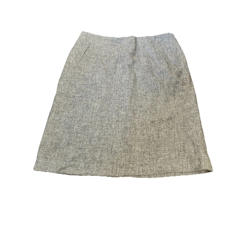 Talbots Petites Skirt Womensâ Size 2 Gray Rear Zip Wool Blend Straight Lined